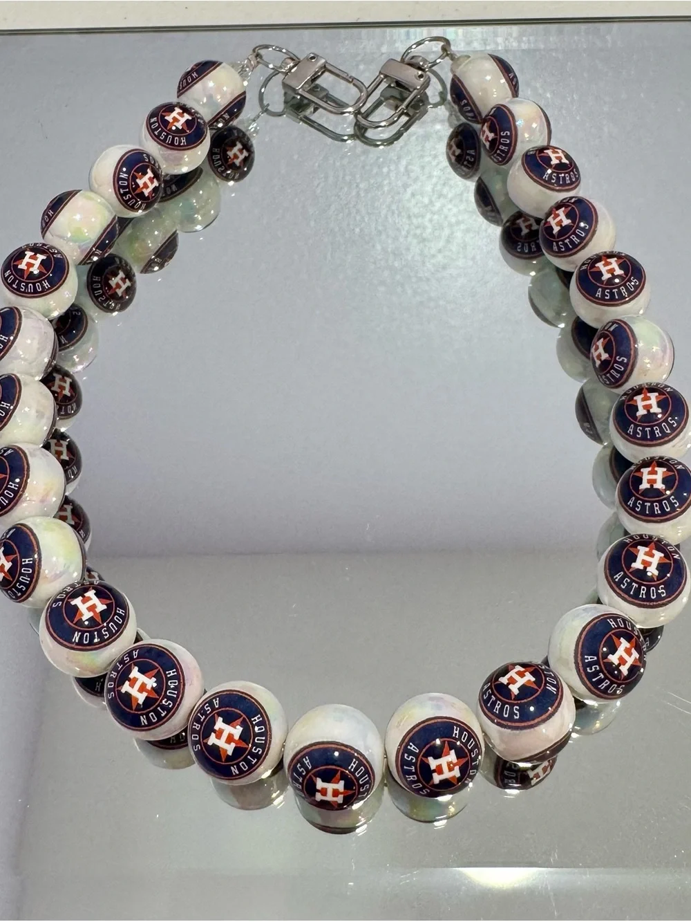 New White Houston Bead Bag Chain 18 inches